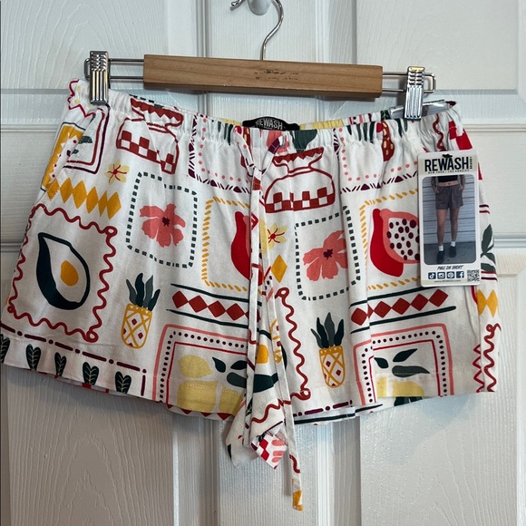 Rewash Pants - Rewash Pull On Shorts - Multicolor Geometric Print